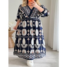 Valewoman Kruvaze Yaka, Kuşaklı Viskon Elbise