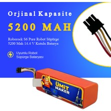 Ümit Maker Roborock S6 Pure Robot Süpürge 5200 Mah 14.4 V Kutulu Batarya – Orjinal Uyumlu Uzun Ömürlü, Yüksek Performans Pil