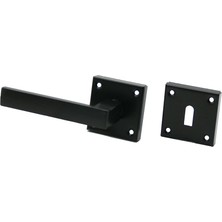 4 Takım Pratik Lama Oda  Siyah Rozetli Kapı Kolu (4887) Midastech