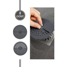 Flora 2 Adet Lavabo Süzgeci, Çevirmeli Kapak Koku Önleyici Mutfak Banyo Küvet Gider Tapası 2’li Set Füme