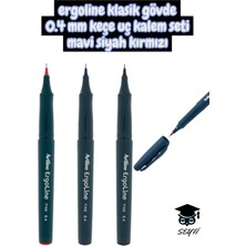 Artline Ergoline Klasik Gövde Keçe Uç Kalem Seti Mavi Siyah Kırmızı Imza Teknik Çizim Kaligrafi
