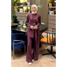 Lamelif Toka Detaylı Takım Mürdüm