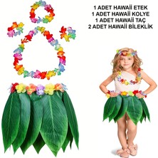 Çocuk Hawaii Kostüm Seti - Yaprak Etek &amp;amp;amp; Hawaii Set - 5 Parça (4887) Midastech