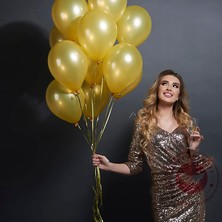 Oktay Sesal 25 Pcs Shıny Metallıc Gold Balloon 1.kalite Parlak Metalik Gold Balon Helyum Gazı Uyumlu