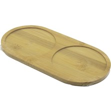 2 Bölmeli   Oval  Ahşap Bambu Yağdanık Altlık  12X24X0.8CM (4887) Midastech