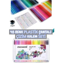 Monami 48 Renk Plastik Çantalı Çizim Kalem Seti 0.4 mm Keçe Uç