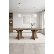 Mobilyacın Dikdörtgen Salon Yemek Masası Kemer Ayak - 36MM Kalın Kenarlı 180X90-AFRIKA Ceviz