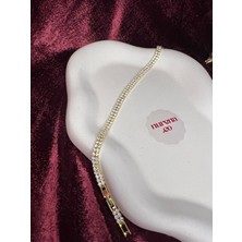 Gold Kaplama Taşlı Zincir Çelik Bileklik