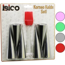 MidasTech 7pcs 6-Korneo Kalıp - 1-Silikon Fırça Pasta Dekorasyon Seti Çap:3.4cm x UZUNLUK:12CM (4887) Mid