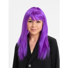 Mor Renk Düz Kesim Uzun Parti Peruğu Takma Saç (4887) Midastech