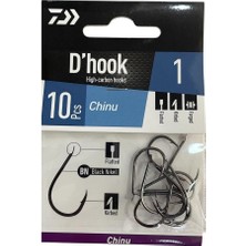 Daiwa D'hook Chinu No:1 Black Nikel Olta Iğnesi 10 Adet