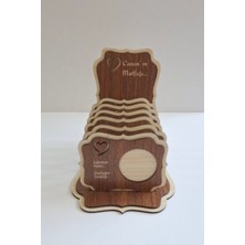 Erdizden Özel Yazılı 6 Adet Ahşap Lazer Kesim Bardak ve Fincan Altlığı Set - Ceviz