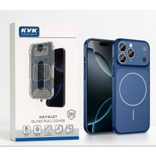 KVK Teknik Servis iphone 14 Uyumlu Manyetik Telefon Kılıfı + 9h Hayalet Cam Full Cover Ekran Koruyucu Set - Tak & Kullan Montaj Aparatlı