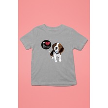 Darkhane Beagle Seviyorum - Köpek Baskılı Unisex Gri Melanj Çocuk Tişört - T-Shirt CT006