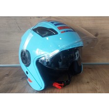 Oso Polar Mavi Koruma Gözlüklü Yarım Kask