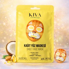 Kiva Kedi Kağıt Yüz Maskesi Kolajen Amino Asit Parlatıcı Sheet Face Mask 23 gr 1 Adet