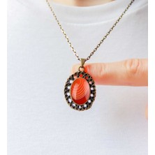 Esha Store Doğal Taş Yemen Akik Doğal Taşlı Kadın Doğal Taş Otantik Kolye EUK34YMA