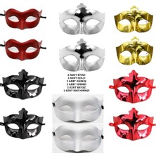 MidasTech 12’li Renkli Parti Maskesi Seti – Siyah, Gold, Gümüş, Kırmızı, Beyaz, Mat Kırmızı Midas