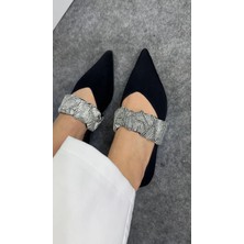 Akça Shoes Siyah Taşlı Babet