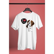 Darkhane Beagle Seviyorum - Köpek Baskılı Unisex Beyaz Tişört - T-Shirt UT007