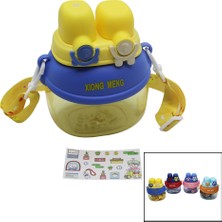 MidasTech Yüz Modeli  - 2 Kilitli Kapak  Renkli Mika Kristal Suluk Matara Pipetli - Naylon Çantalı