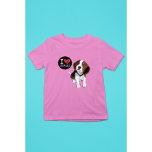 Darkhane Beagle Seviyorum - Köpek Baskılı Unisex Pembe Çocuk Tişört - T-Shirt CT002