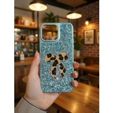 KumOziShop iPhone 15 Promax Uyumlu Fiyonklu Taşlı Simli Kılıf