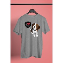 Darkhane Beagle Seviyorum - Köpek Baskılı Unisex Gri Tişört - T-Shirt UT006