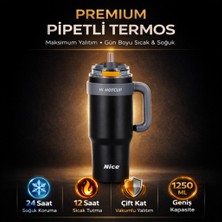 Polham Premium Pipetli Termos 1250 ml – 6 Katman Yalıtım, Çift Içim Modu, Sızdırmaz Kapak, 24 Saat Soğuk / 12 Saat Sıcak