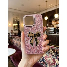 KumOziShop iPhone 15 Promax Uyumlu Fiyonklu Taşlı Simli Kılıf