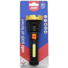 MidasTech KÜÇÜK=15CM 2in1= Osl LED - Cob LED USB Şarjlı El Feneri 3-Kademe Işık - Flaşör Şarj Göste