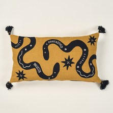 Zsa Zsa Zsu Ghunı Aplikeli Pamuk Dolgulu Kırlent 30x55 Cm Sarı