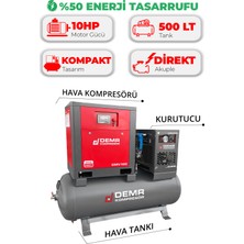 Demr Kompresör 10 Hp 500 Lt Depo Üstü Invertörlü Vidalı Hava Kompresörü I DMV10E