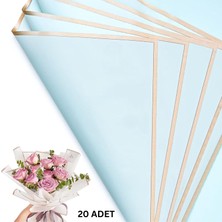 Roco Paper Co. Çiçek Buket Kağıdı, Altın Kenarlı Çiçek Ambalaj Kağıdı, Mat Opp 58X58 cm - 20 Adet, Bulut Mavisi