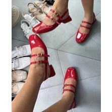 Akça Shoes Kırmızı Rugan Babet Sandalet