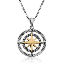 Kenpazar 925 Ayar Gümüş Pusula Unisex Kolye