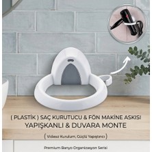 Melinee Pratik Yapışkanlı Saç Kurutma & Fön Makinesi Askısı - Duvara Monte Kablo Düzenleyicili Organizer