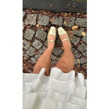 Akça Shoes Gold Parlak Babet