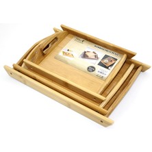 3'lü Bambu Tepsi Model 2  Midastech