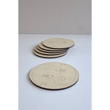 Erdizden 6 Parça Yin Yang Kedi Ahşap Lazer Kesim Bardak ve Fincan Altlığı