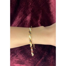 Gold Kaplama Taşlı Burgulu Çelik Bileklik