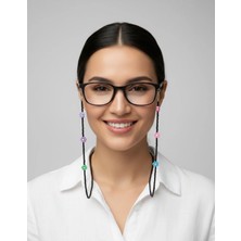 OptiPoint Renkli Papatya Detaylı Siyah Boncuklu Gözlük Ipi