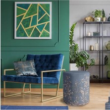 Adawall Mavi Çiçek Tasarımlı Puf