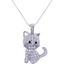 Kenpazar 925 Ayar Gümüş Kedi Kadın Gümüş Kolye