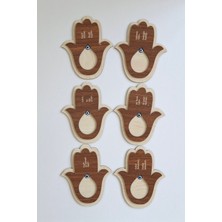 Erdizden 6 Adet Ahşap Lazer Kesim Nazar Boncuklu Fatma Ana Bardak ve Fincan Altlığı - Ceviz