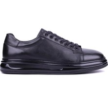 Shoetyle Fosco - Hakiki Deri Siyah Renk Erkek Deri Sneaker - 3240