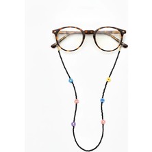 OptiPoint Siyah Renkli Fimo Papatya Boncuk Gözlük Ipi