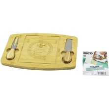 MidasTech Dikdörtgen - Bombeli Kenar2-Bıçak=sağ-Sol Ahşap Bambukahvaltı Peynir Sunum Pano Bıçak=ahşap