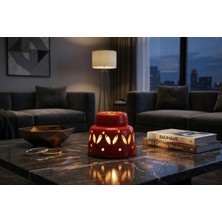 Muguetarts %100 El Emeği Karo Yansıma Desenli Tealight Mumluk Kırmızı R10XH7X3 cm