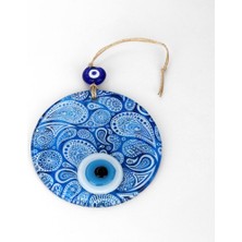 Mavi Beyaz Cam Nazar Boncuğu, El Işçiliği Cam Duvar Süsü, Nazarlık Hediyelik Eşya Midastech